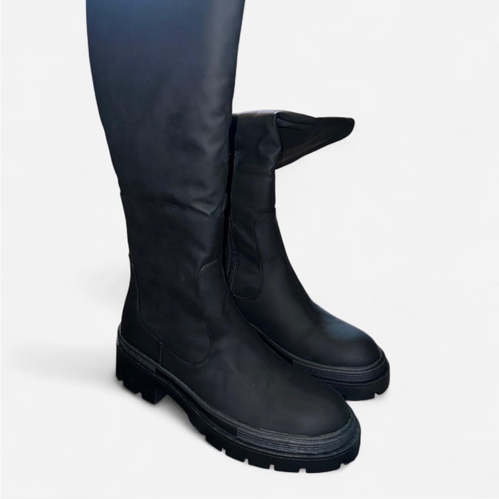 Fashion Nova Black Over-The-Knee Chunky Sole Boots